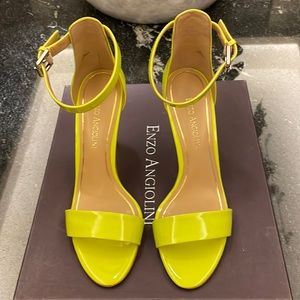 Neon yellow strappy sandals by Enzo Angiolini